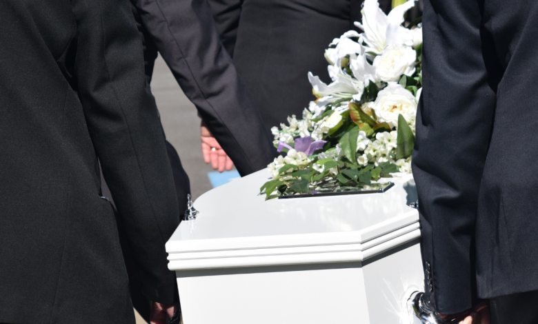 men holding casket