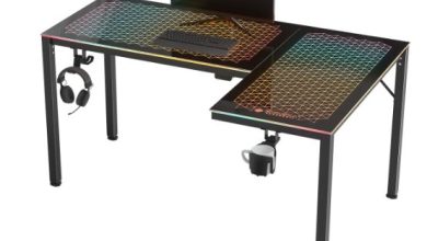 Photo of Eureka Ergonomics GAMING DESK: GTG-L60 60″ Spectrum RGB Reversible L Shape Glass